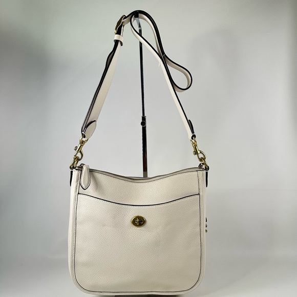 NEW Women’s Coach Chaise Pebble Leather Crossbody Cream - Picture 4 of 13